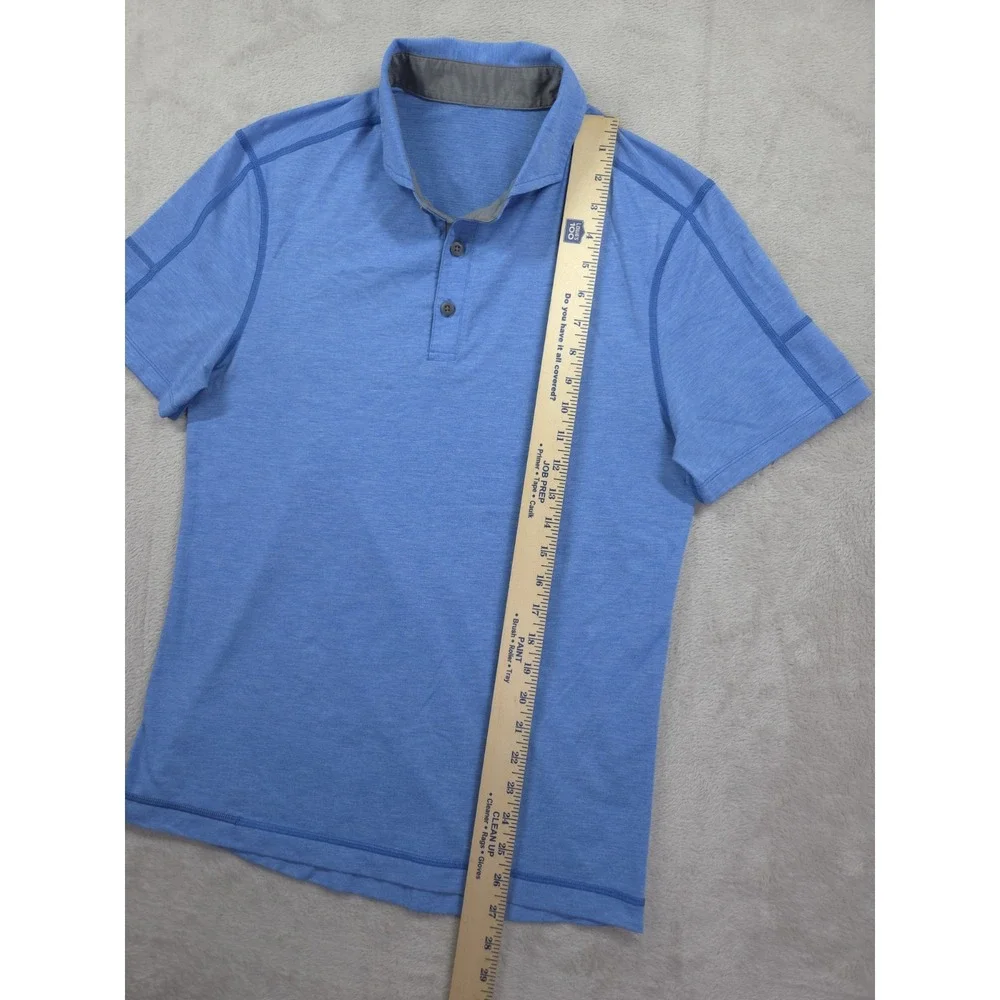 Lululemon Polo Shirt Mens‎ Medium Performance Stretch Short Sleeve Blue